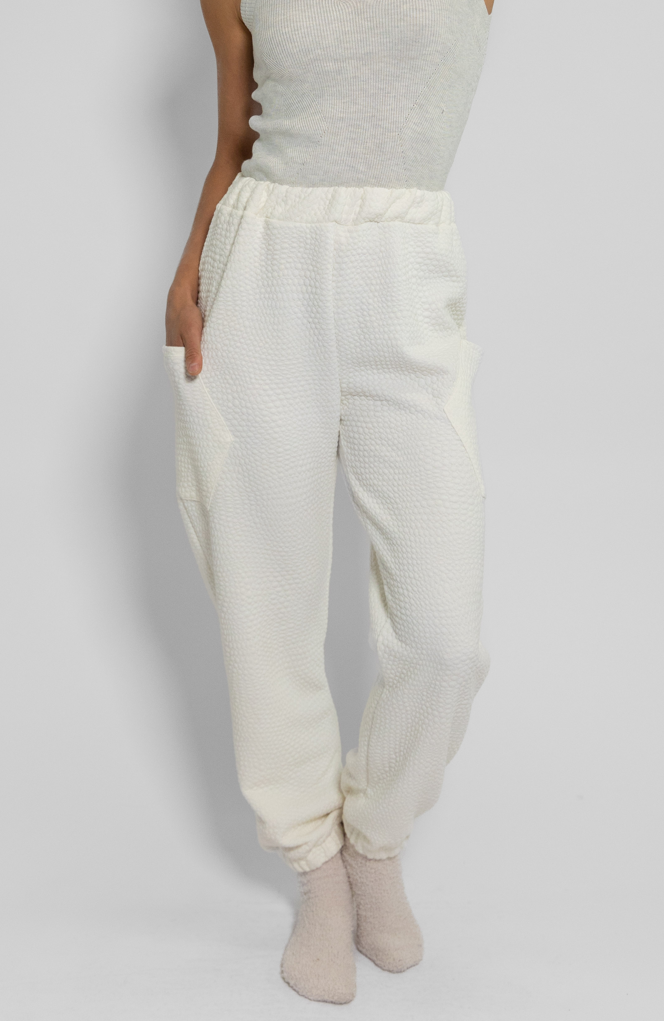 Nuzzle Clothing Embossed Jogger Embossed Pocket Jogger - Snow